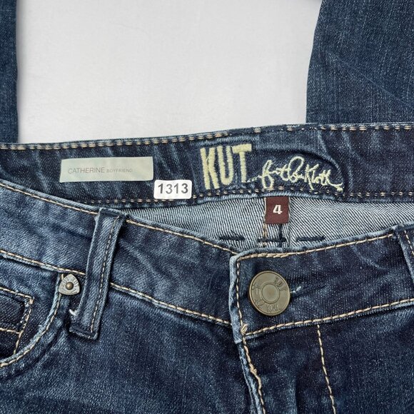 Kut From The Kloth Catherine Boyfriend Denim Jeans Rolled Hem Dark Wash Womens 4 - Picture 9 of 13